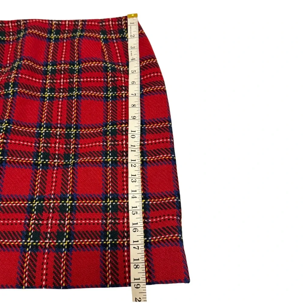 Vintage Eddie Bauer Red Plaid Wool Blend Skirt 90s Tartan Lined Size 12